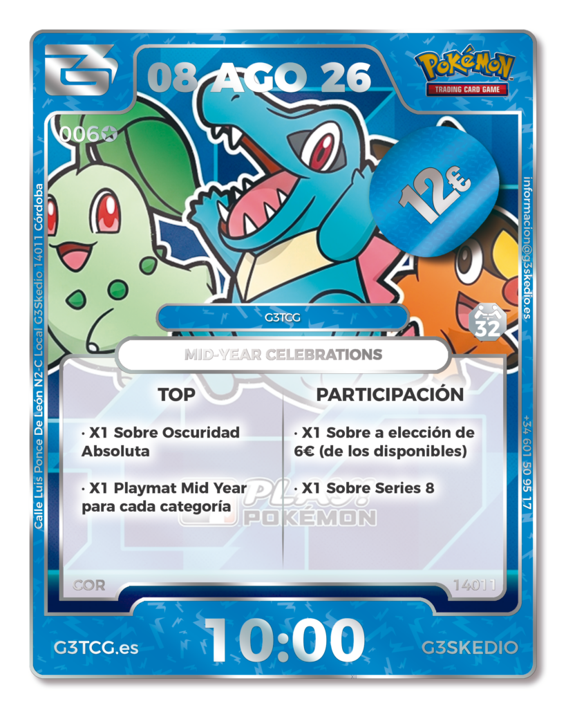 Pokemon Mid Year - G3TCG  - 8 AGO - 10:00