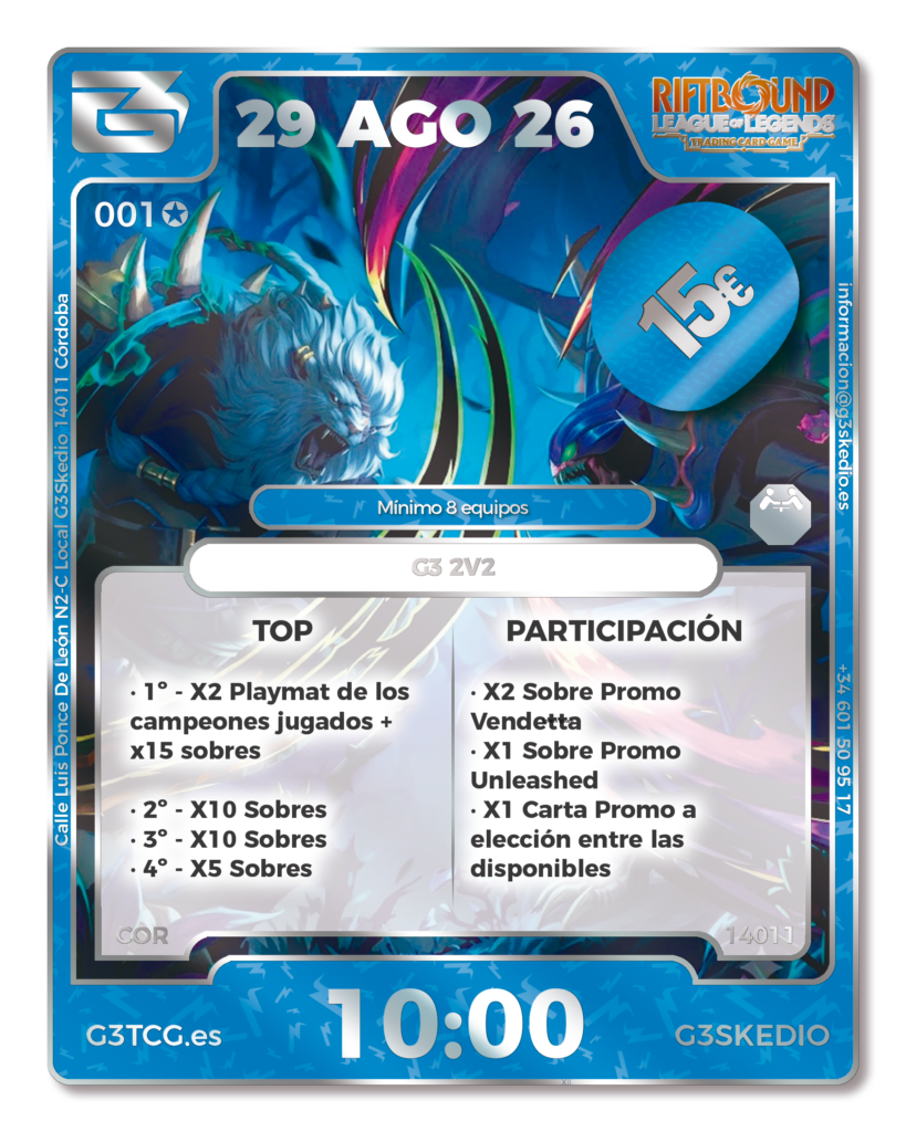 G3TCG 2VS2 Riftbound - 29 AGO - 10:00